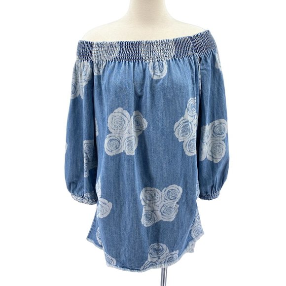 One X Oneteaspoon Lead rose mini dress size medium off on shoulder denim - Picture 2 of 12